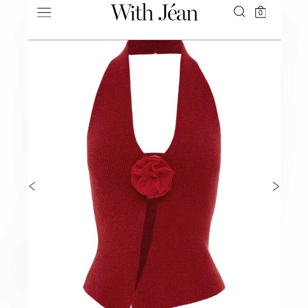 With Jean Rose Top - Red SIZE SMALL
